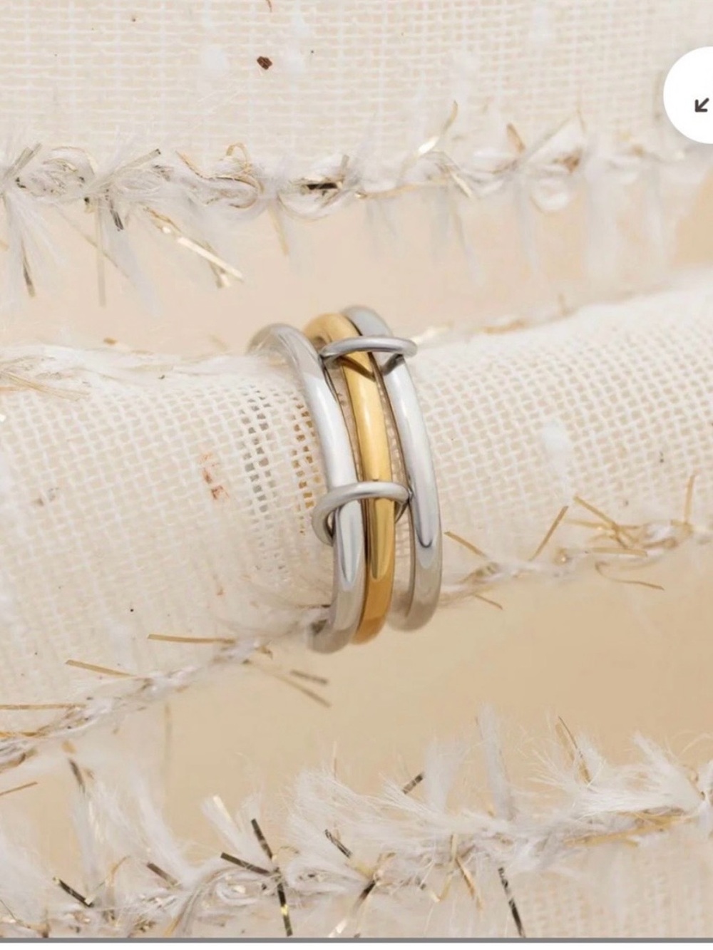 18K Gold PVD Mixed Metal Stackable Ring - Silver & Gold  size 7
